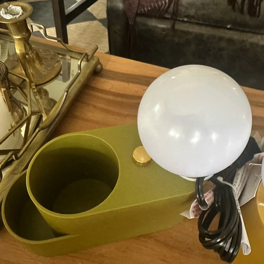 Set of 2 Green and Yellow touch lamps with organizer feature New